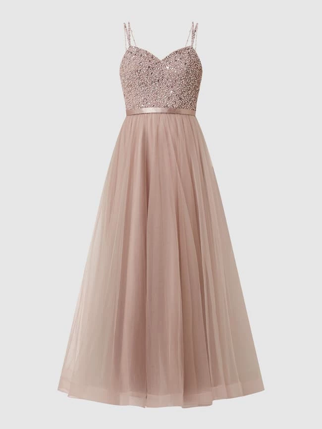 Unique Abendkleid Aus Tüll Mit Strasssteinen - Mauve 2 Unique Abendkleid Aus Tüll Mit Strasssteinen - Mauve – Bild 2