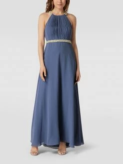 V.M. Abendkleid In Maxilänge Mit Strasssteinbesatz - Blau