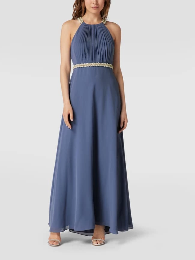 V.M. Abendkleid In Maxilänge Mit Strasssteinbesatz - Blau 1 V.M. Abendkleid In Maxilänge Mit Strasssteinbesatz - Blau