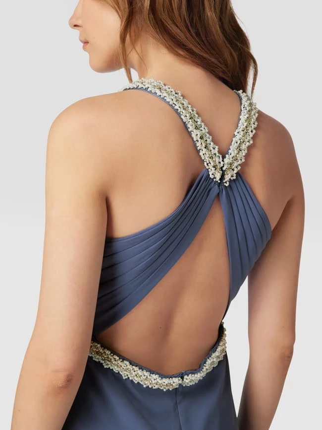 V.M. Abendkleid In Maxilänge Mit Strasssteinbesatz - Blau 3 V.M. Abendkleid In Maxilänge Mit Strasssteinbesatz - Blau – Bild 3