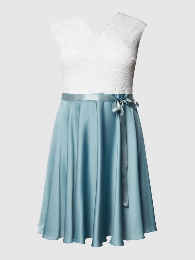 Swing Curve Ärmelloses Cocktailkleid In Midilänge Mit Spitzenbesatz - Bleu 2 Swing Curve Ärmelloses Cocktailkleid In Midilänge Mit Spitzenbesatz - Bleu – Bild 2