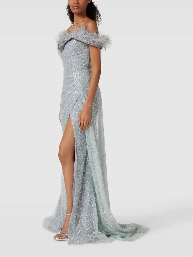 Luxuar Abendkleid Mit Paillettenbesatz - Rauchblau 4 Luxuar Abendkleid Mit Paillettenbesatz - Rauchblau – Bild 4