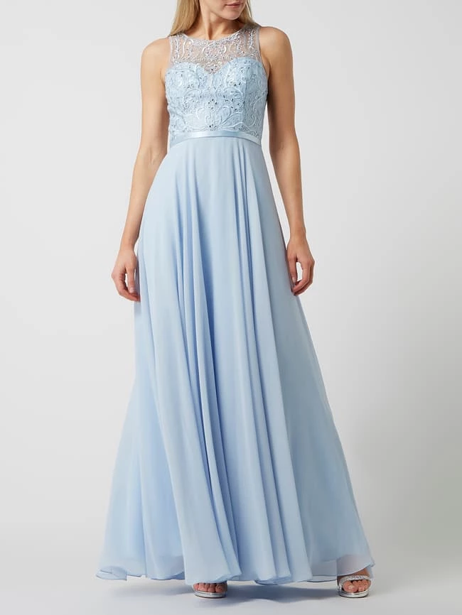 Luxuar Abendkleid Mit Floralen Stickereien - Hellblau 1 Luxuar Abendkleid Mit Floralen Stickereien - Hellblau