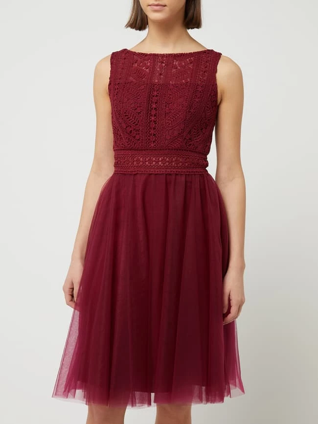Luxuar Cocktailkleid Aus Mesh Und Spitze - Bordeaux Rot 4 Luxuar Cocktailkleid Aus Mesh Und Spitze - Bordeaux Rot – Bild 4