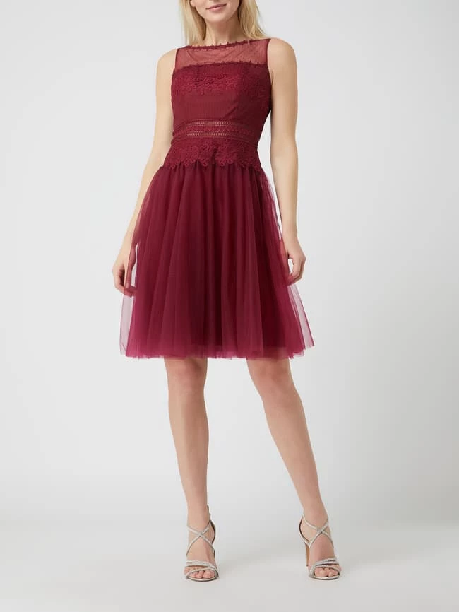 Luxuar Cocktailkleid Aus Tüll - Dunkelrot 1 Luxuar Cocktailkleid Aus Tüll - Dunkelrot