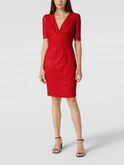 Paradi Knielanges Cocktailkleid In Schimmernder Optik - Rot