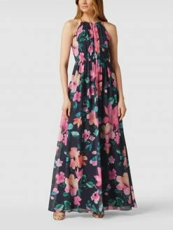 Jake*s Cocktail Abendkleid In Maxilänge Mit Floralem Allover-Muster - Marineblau Meliert