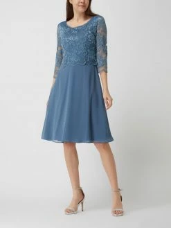 Vera Mont Cocktailkleid Aus Spitze Und Chiffon - Rauchblau