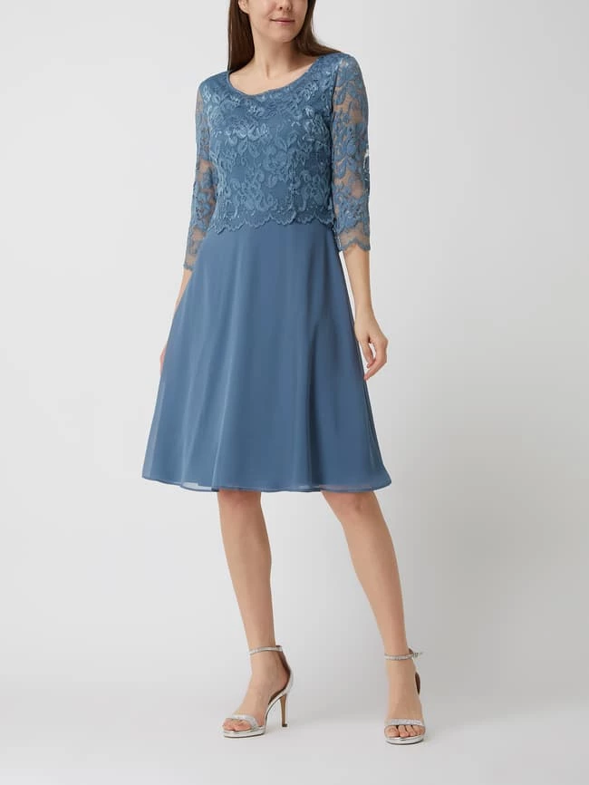 Vera Mont Cocktailkleid Aus Spitze Und Chiffon - Rauchblau 1 Vera Mont Cocktailkleid Aus Spitze Und Chiffon - Rauchblau