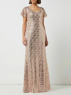 Christian Berg Cocktail Abendkleid Aus Tüll Mit Pailletten - Metallic Rosa Meliert