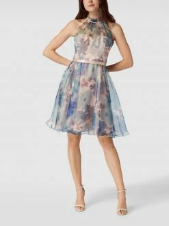 V.M. Cocktailkleid Mit Floralem Muster - Hellblau