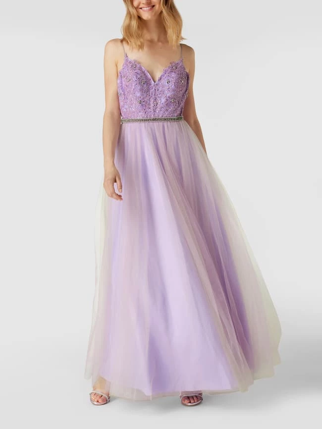 Mascara Abendkleid Mit Floralen Stickereien - Flieder 1 Mascara Abendkleid Mit Floralen Stickereien - Flieder