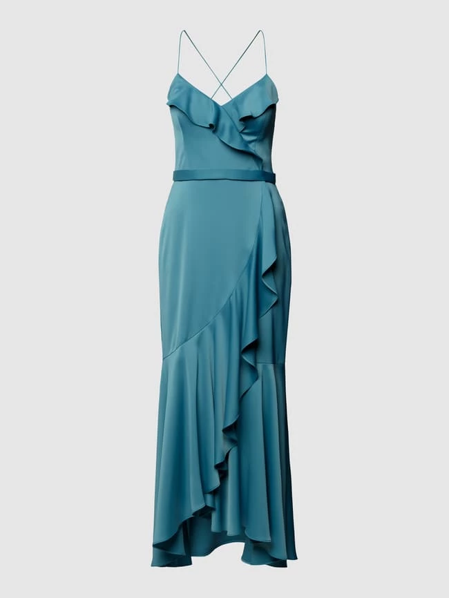 V.M. Abendkleid Mit Volants - Ozean Blau 2 V.M. Abendkleid Mit Volants - Ozean Blau – Bild 2