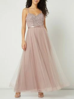 Unique Abendkleid Aus Tüll Mit Strasssteinen - Mauve