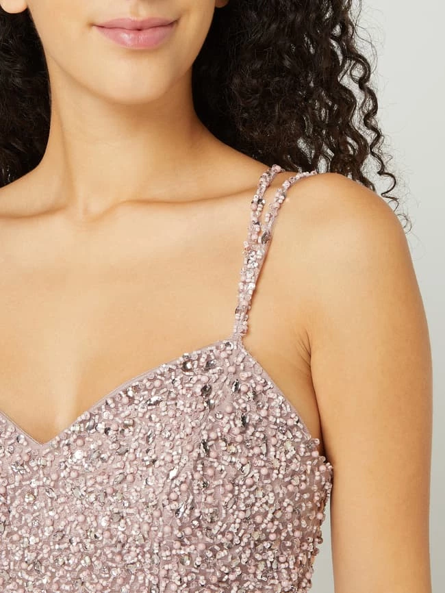 Unique Abendkleid Aus Tüll Mit Strasssteinen - Mauve 3 Unique Abendkleid Aus Tüll Mit Strasssteinen - Mauve – Bild 3