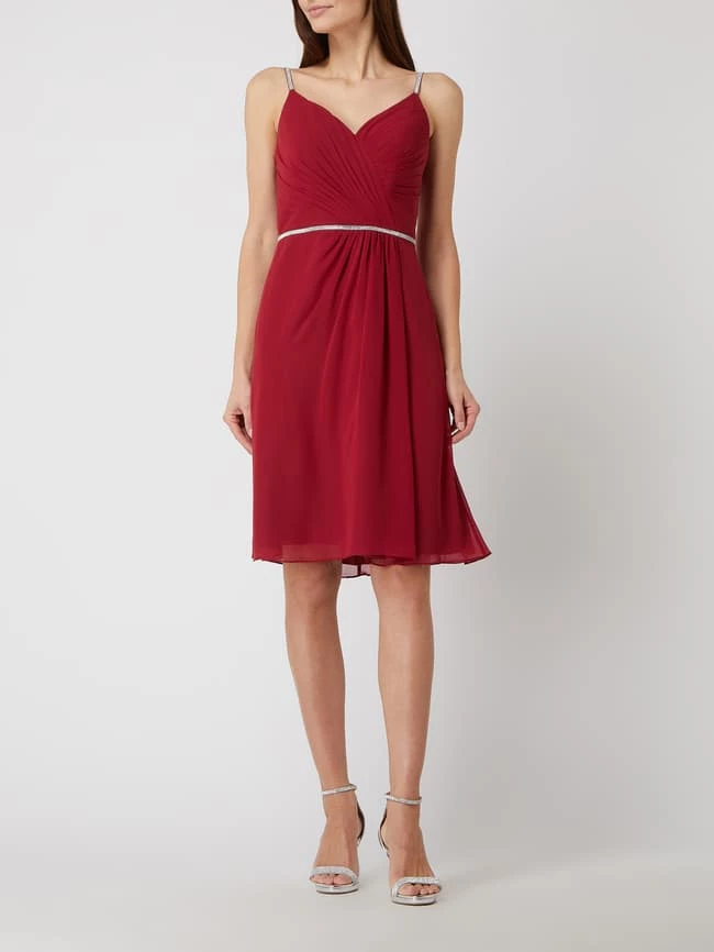 Luxuar Cocktailkleid Mit Strasssteinbesatz - Dunkelrot 1 Luxuar Cocktailkleid Mit Strasssteinbesatz - Dunkelrot