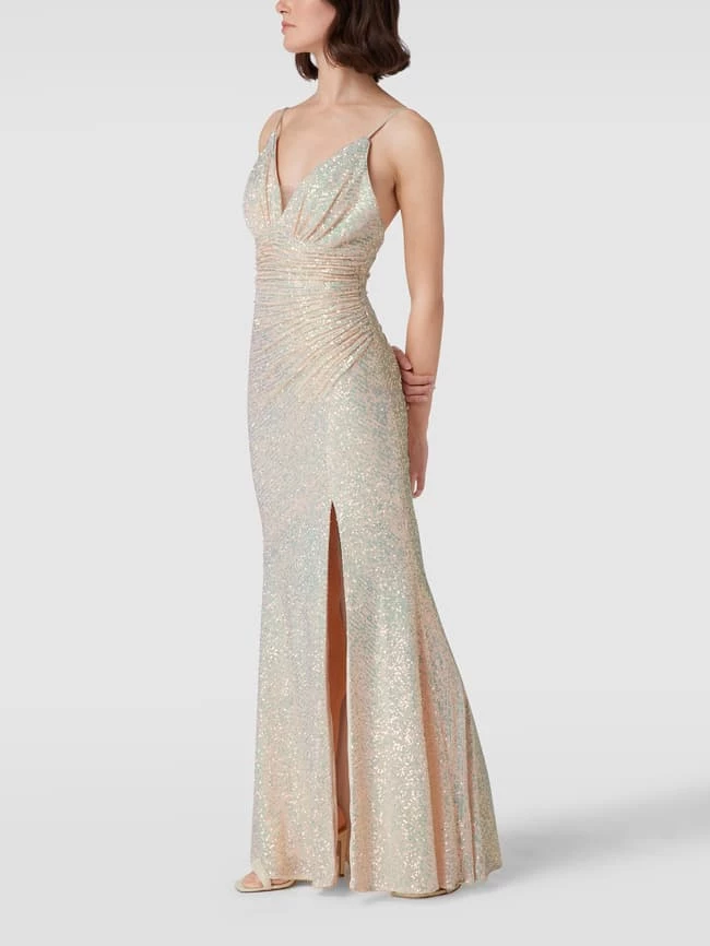 Mascara Abendkleid Mit Pailletten - Metallic Beige 4 Mascara Abendkleid Mit Pailletten - Metallic Beige – Bild 4