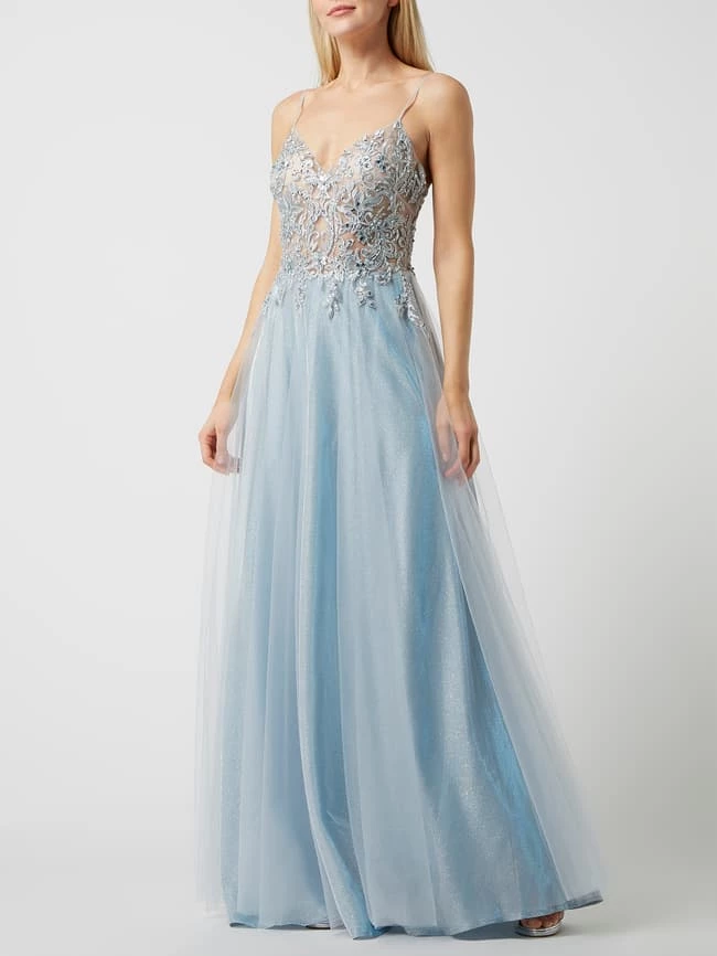 Luxuar Abendkleid Mit Ornamentalen Stickereien - Hellblau 1 Luxuar Abendkleid Mit Ornamentalen Stickereien - Hellblau
