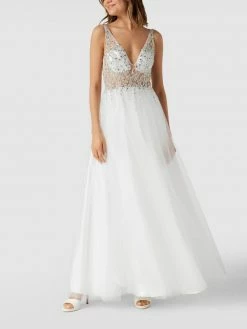 Mascara Abendkleid In Maxilänge Aus Tüll - Offwhite