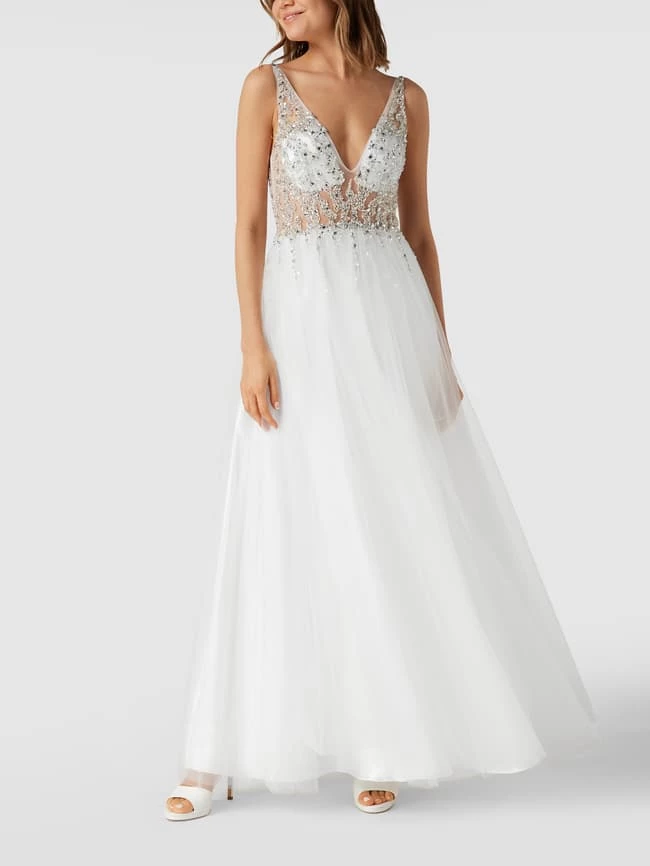 Mascara Abendkleid In Maxilänge Aus Tüll - Offwhite 1 Mascara Abendkleid In Maxilänge Aus Tüll - Offwhite