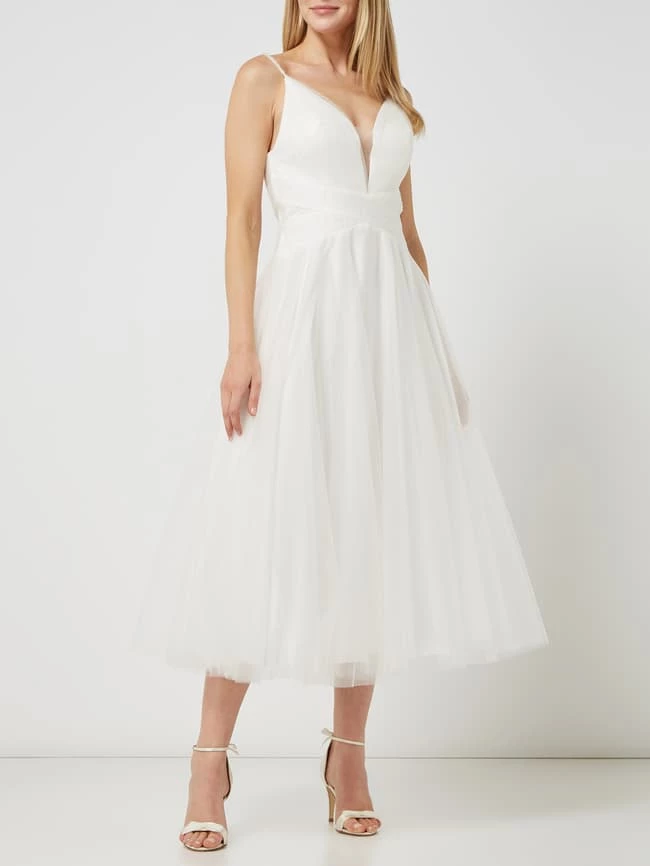 Mascara Cocktailkleid Mit Drapierungen - Offwhite 1 Mascara Cocktailkleid Mit Drapierungen - Offwhite