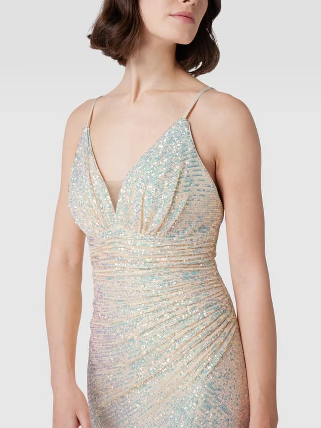 Mascara Abendkleid Mit Pailletten - Metallic Beige 3 Mascara Abendkleid Mit Pailletten - Metallic Beige – Bild 3