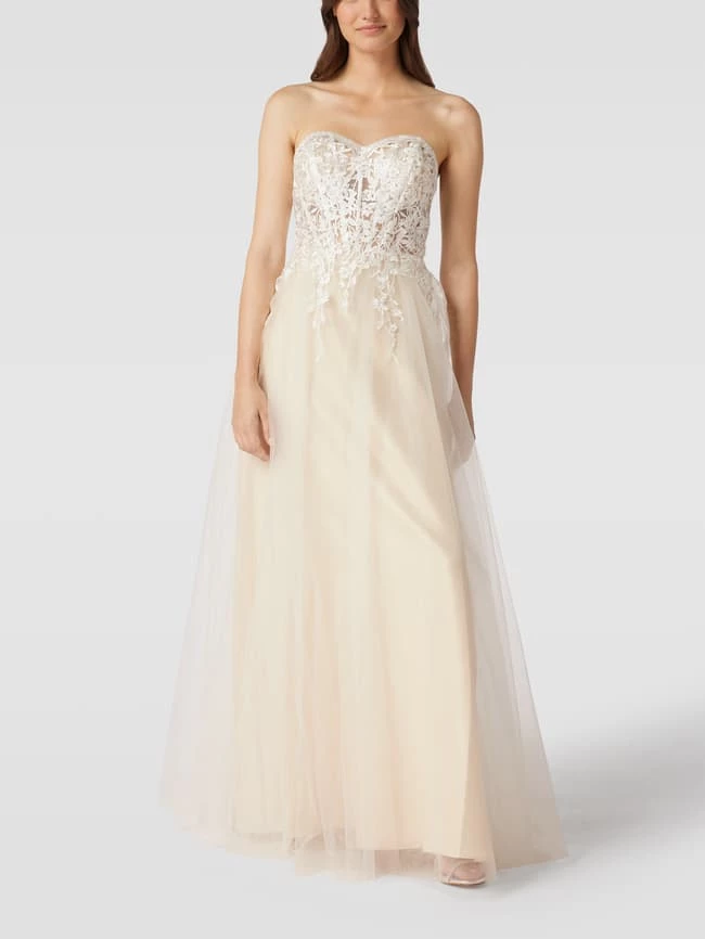 Unique Abendkleid Mit Floraler Stickerei - Beige 4 Unique Abendkleid Mit Floraler Stickerei - Beige – Bild 4