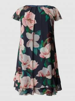 Swing Curve Cocktailkleid In Midilänge Mit Floralem Muster - Dunkelblau
