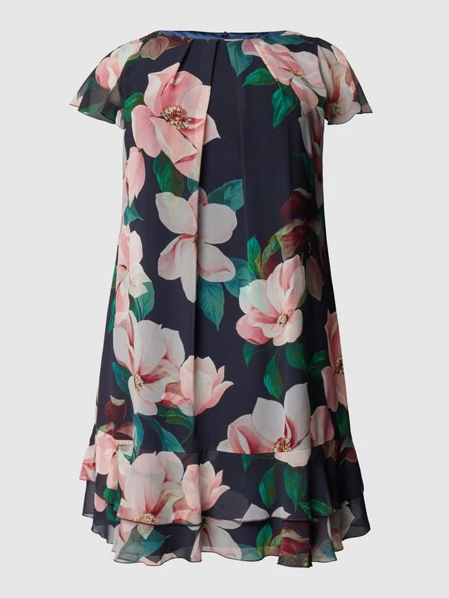 Swing Curve Cocktailkleid In Midilänge Mit Floralem Muster - Dunkelblau 1 Swing Curve Cocktailkleid In Midilänge Mit Floralem Muster - Dunkelblau