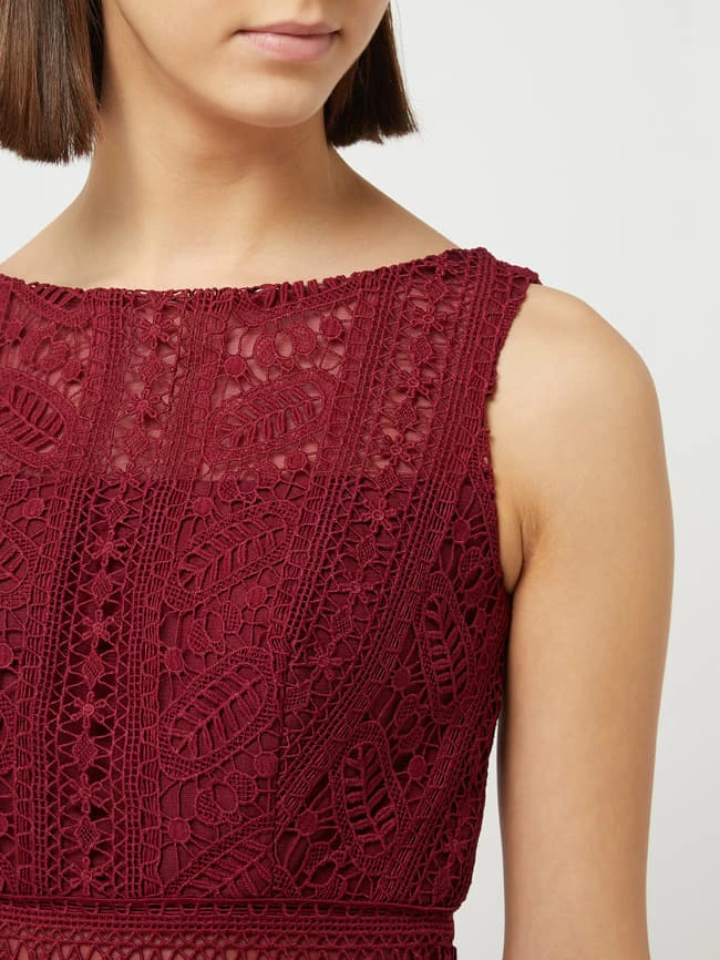 Luxuar Cocktailkleid Aus Mesh Und Spitze - Bordeaux Rot 3 Luxuar Cocktailkleid Aus Mesh Und Spitze - Bordeaux Rot – Bild 3