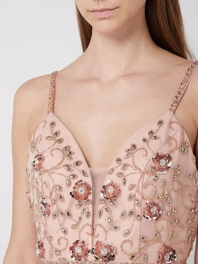 Unique Abendkleid Aus Tüll Mit Blüten-Applikationen - Rosé 3 Unique Abendkleid Aus Tüll Mit Blüten-Applikationen - Rosé – Bild 3
