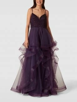 Mascara Abendkleid Mit Ziersteinbesatz - Purple