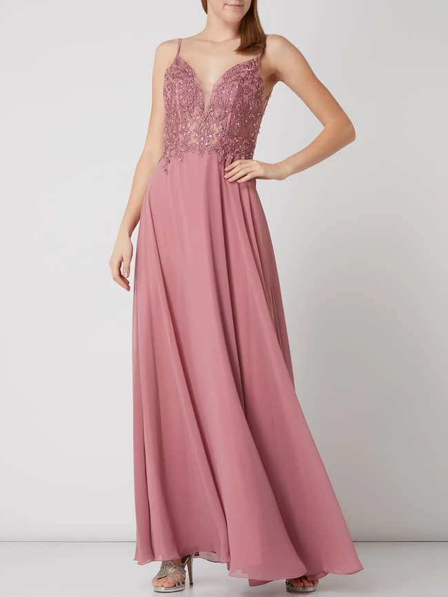 Luxuar Abendkleid Mit Zierborten Und Pailletten - Altrosa 1 Luxuar Abendkleid Mit Zierborten Und Pailletten - Altrosa