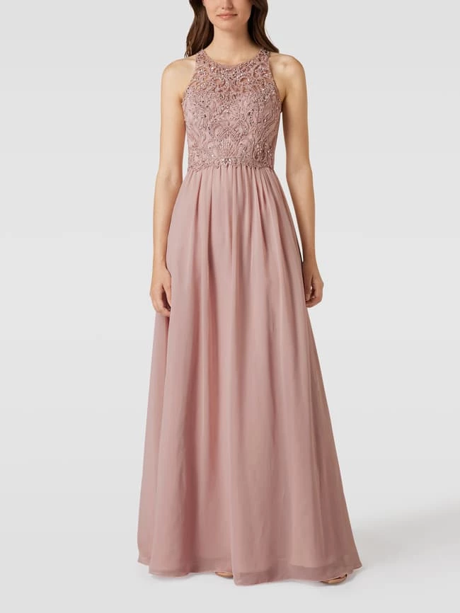 Laona Abendkleid Mit Floralen Stickereien Und Zierbesatz - Altrosa 1 Laona Abendkleid Mit Floralen Stickereien Und Zierbesatz - Altrosa