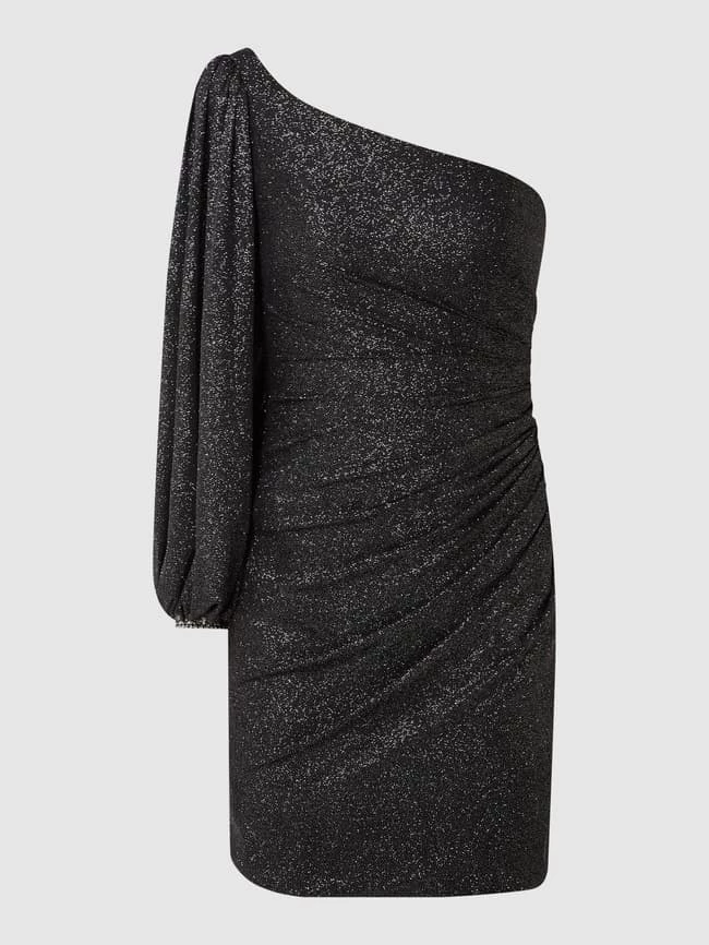 Luxuar One-Shoulder-Cocktailkleid Mit Glitter-Effekt - Schwarz 2 Luxuar One-Shoulder-Cocktailkleid Mit Glitter-Effekt - Schwarz – Bild 2