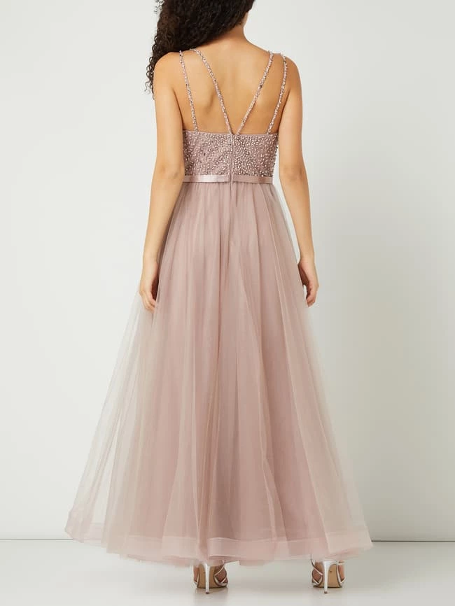 Unique Abendkleid Aus Tüll Mit Strasssteinen - Mauve 4 Unique Abendkleid Aus Tüll Mit Strasssteinen - Mauve – Bild 4