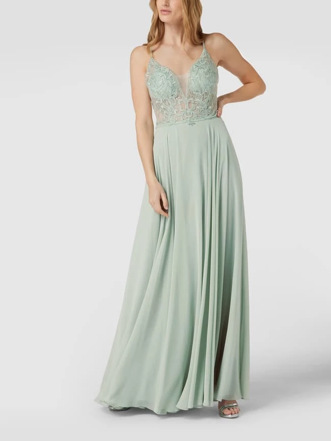 Luxuar Abendkleid Mit Zierbesatz - Grün 1 Luxuar Abendkleid Mit Zierbesatz - Grün