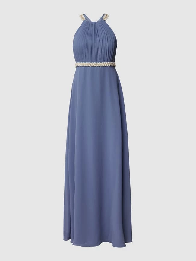 V.M. Abendkleid In Maxilänge Mit Strasssteinbesatz - Blau 2 V.M. Abendkleid In Maxilänge Mit Strasssteinbesatz - Blau – Bild 2