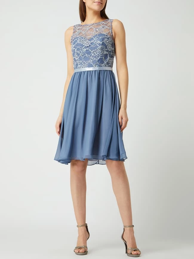 Luxuar Cocktailkleid Aus Spitze Und Chiffon - Bleu 1 Luxuar Cocktailkleid Aus Spitze Und Chiffon - Bleu
