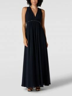 Jake*s Cocktail Abendkleid In Maxilänge Mit Zierbesatz - Marineblau Meliert