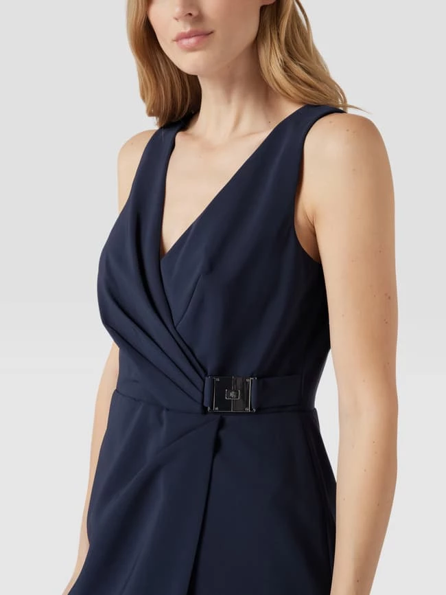 Lauren Ralph Lauren Knielanges Cocktailkleid Mit V-Ausschnitt - Marineblau 3 Lauren Ralph Lauren Knielanges Cocktailkleid Mit V-Ausschnitt - Marineblau – Bild 3