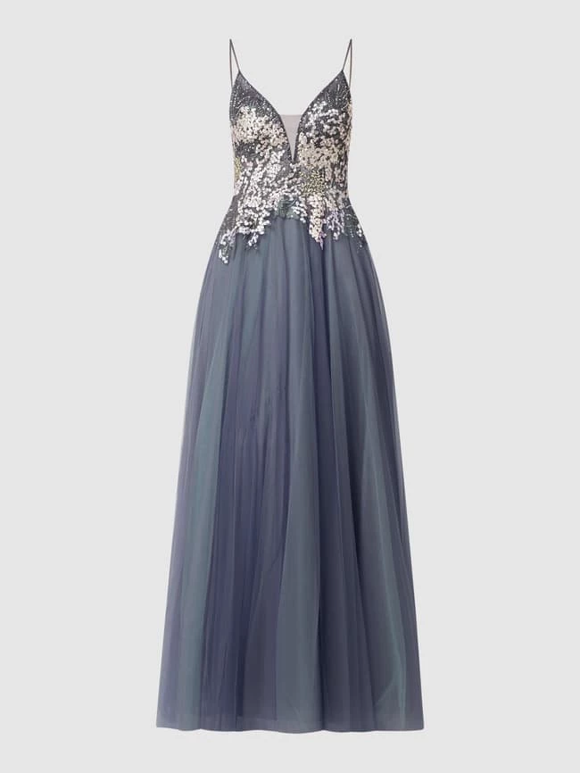 Mascara Abendkleid Aus Spitze Und Mesh - Anthrazit 2 Mascara Abendkleid Aus Spitze Und Mesh - Anthrazit – Bild 2