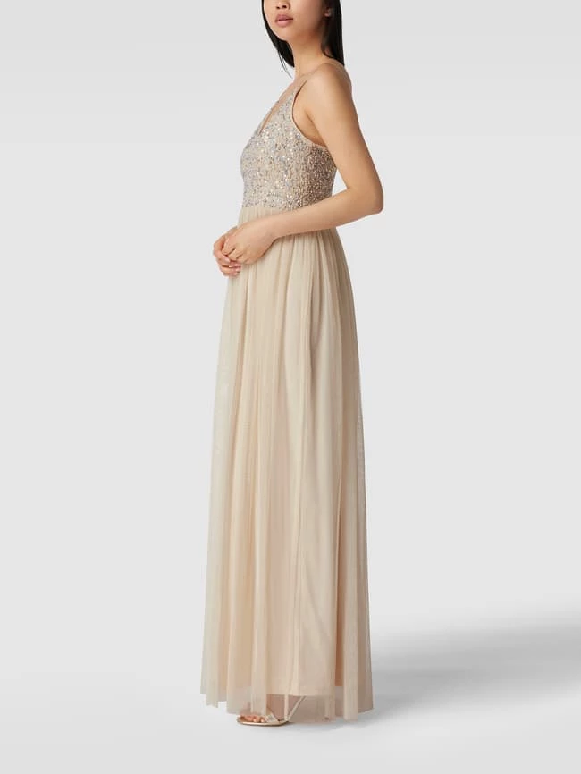 LACE & BEADS Abendkleid Mit Zierperlen Und Pailletten - Beige 4 LACE & BEADS Abendkleid Mit Zierperlen Und Pailletten - Beige – Bild 4