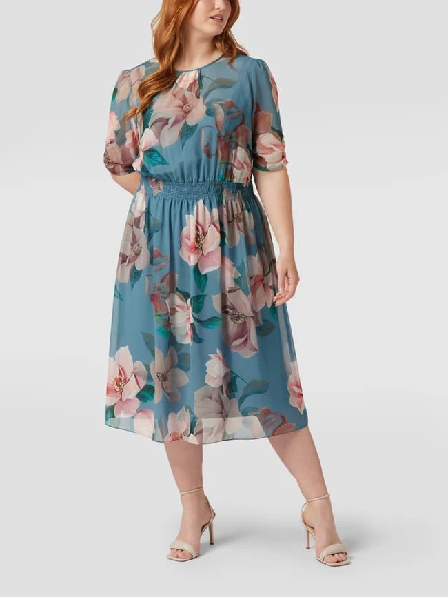 Swing Curve Cocktailkleid Mit Floralem Muster - Bleu 1 Swing Curve Cocktailkleid Mit Floralem Muster - Bleu