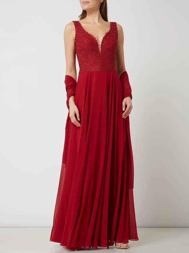 Luxuar Abendkleid Mit Zierborten Und Ziersteinen - Rot 5 Luxuar Abendkleid Mit Zierborten Und Ziersteinen - Rot – Bild 5