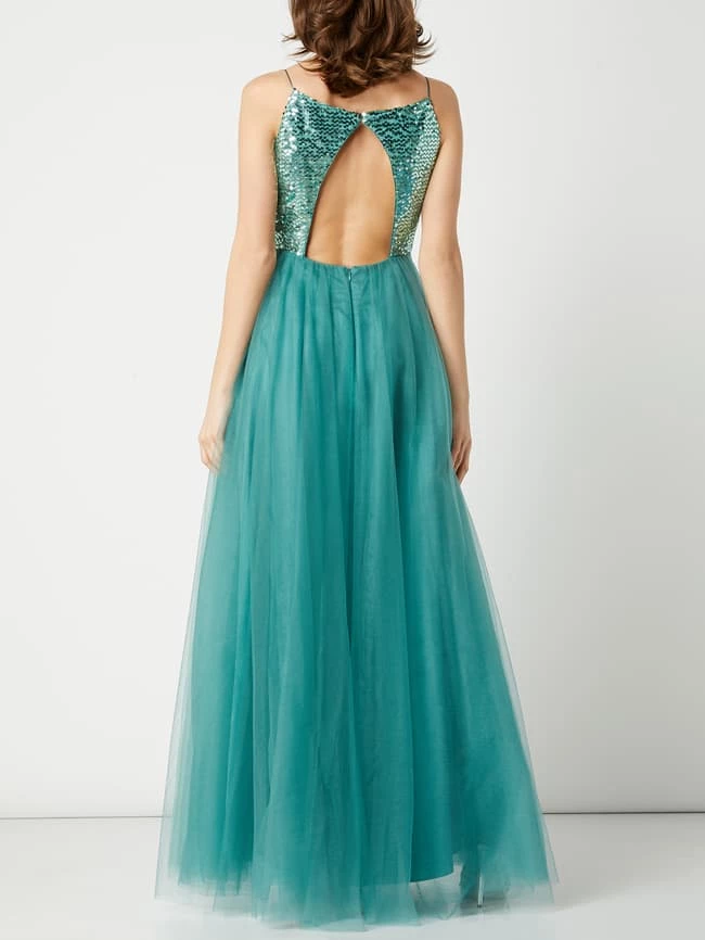 V.M. Abendkleid Aus Tüll Mit Pailletten - Grün 4 V.M. Abendkleid Aus Tüll Mit Pailletten - Grün – Bild 4