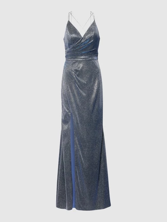 Unique Abendkleid In Maxilänge Mit V-Ausschnitt - Bleu 2 Unique Abendkleid In Maxilänge Mit V-Ausschnitt - Bleu – Bild 2