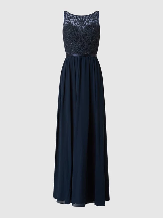 Luxuar Abendkleid Mit Floralen Stickereien - Marineblau 2 Luxuar Abendkleid Mit Floralen Stickereien - Marineblau – Bild 2