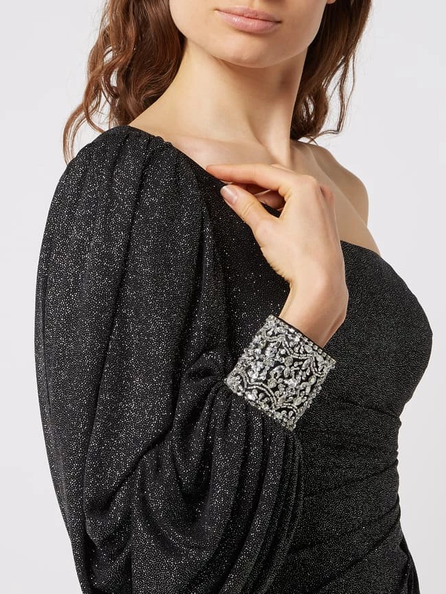 Luxuar One-Shoulder-Cocktailkleid Mit Glitter-Effekt - Schwarz 3 Luxuar One-Shoulder-Cocktailkleid Mit Glitter-Effekt - Schwarz – Bild 3