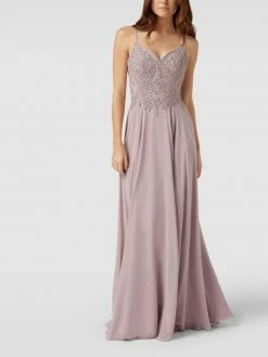 Mascara Abendkleid Mit Floralen Stickereien Und Ziersteinen - Rosé